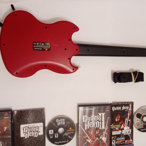 Ps2 Playstation 2 II Guitar Hero Controller Bundle 4 Games, Strap and Poster - Picture 9 of 15